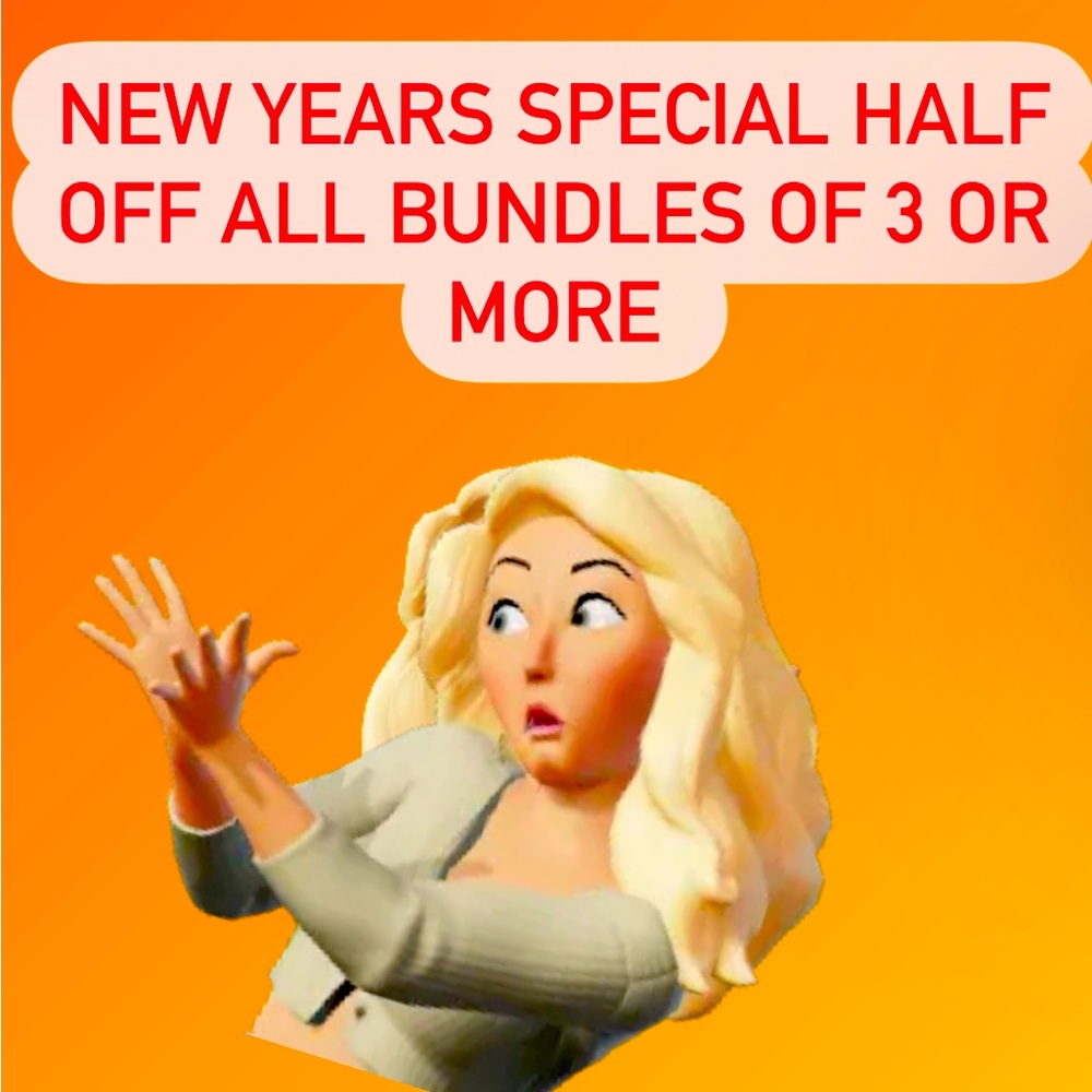 Bundle any three items and they will be discounted 50 percent off